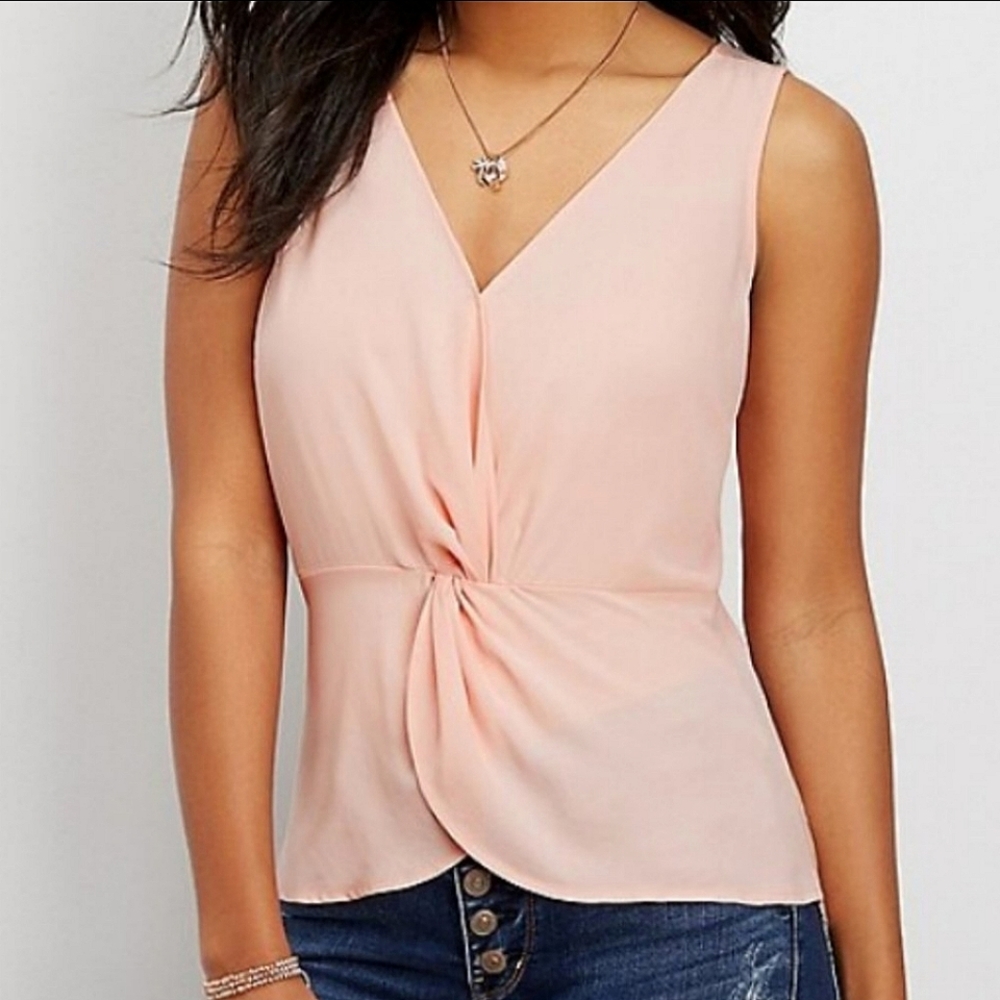 Maurice's Twist Front Peach Pink Tank Top
